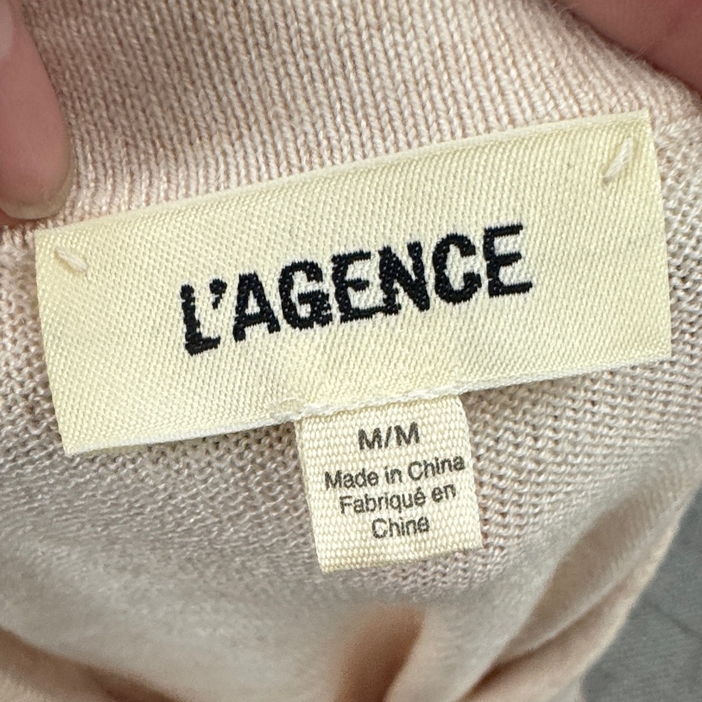 L’AGENCE Masaki Cropped Shortsleeve Sweater - Parchment/Cappuccino Gold, size M - Picture 5 of 8
